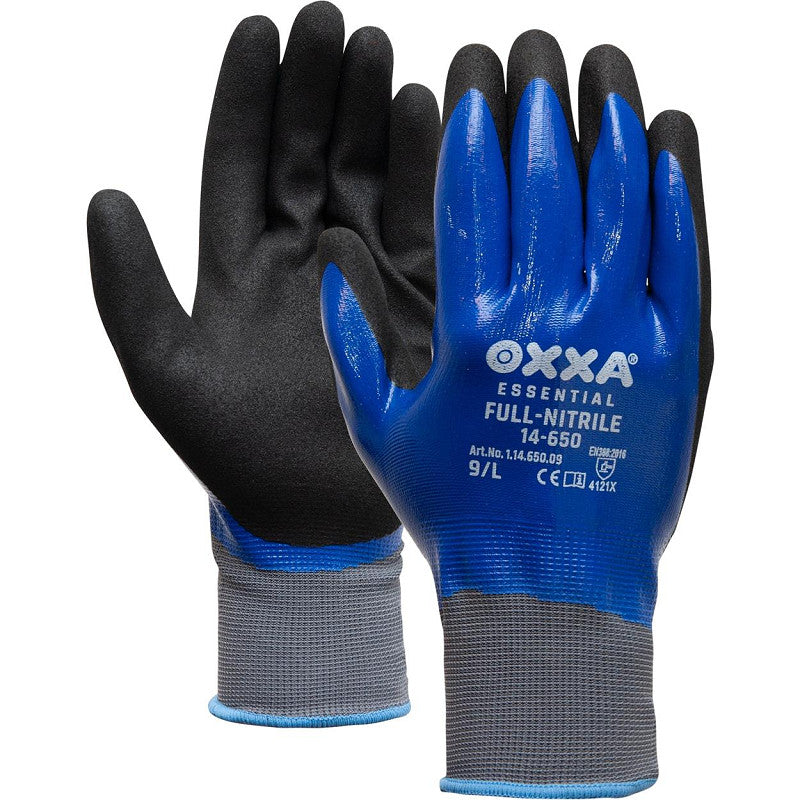 OXXA Werkhandschoen Full-Nitrile 14-650 zwart/blauw 12 paar