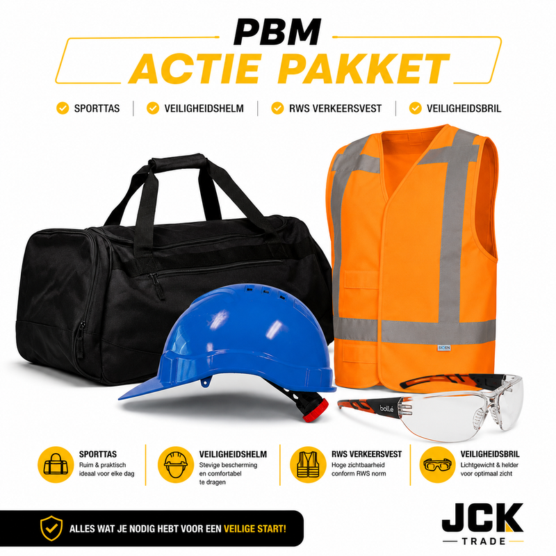 PBM Actiepakket – Complete Starterset met Sporttas, Helm, Veiligheidsvest & Veiligheidsbril