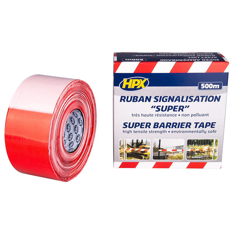 Super Afzetlint wit/rood 80mm x 500m