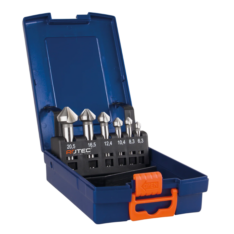 HSS-G verzinkfrezen 6-dlg. set type 400 in ABS-cassette