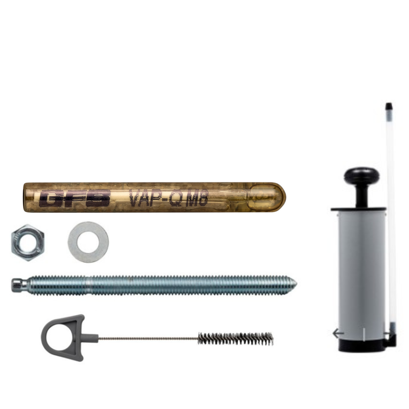 10 st. Glascapsule chemisch anker + ankerstang (10st) + Boorgat reiniging blaaspomp + Borstel