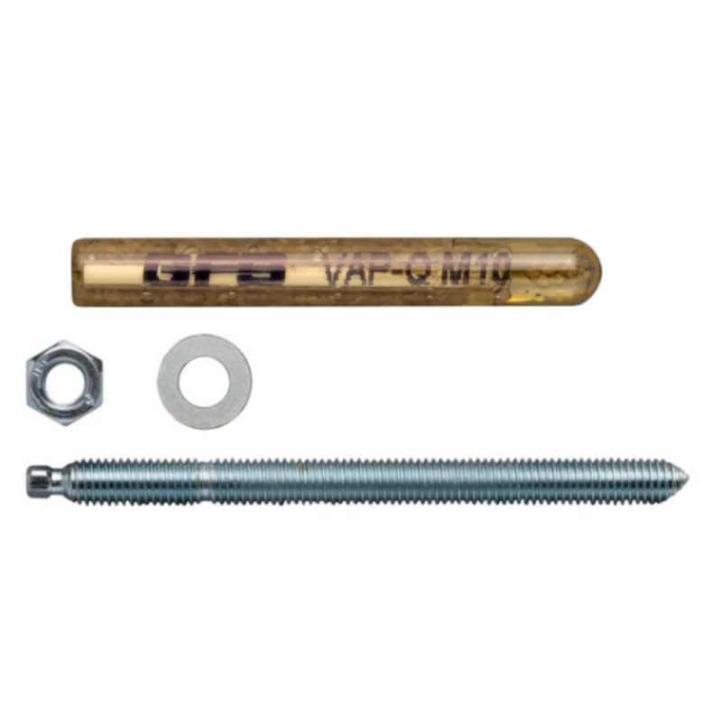 10 st. Glascapsule chemisch anker + Ankerstang