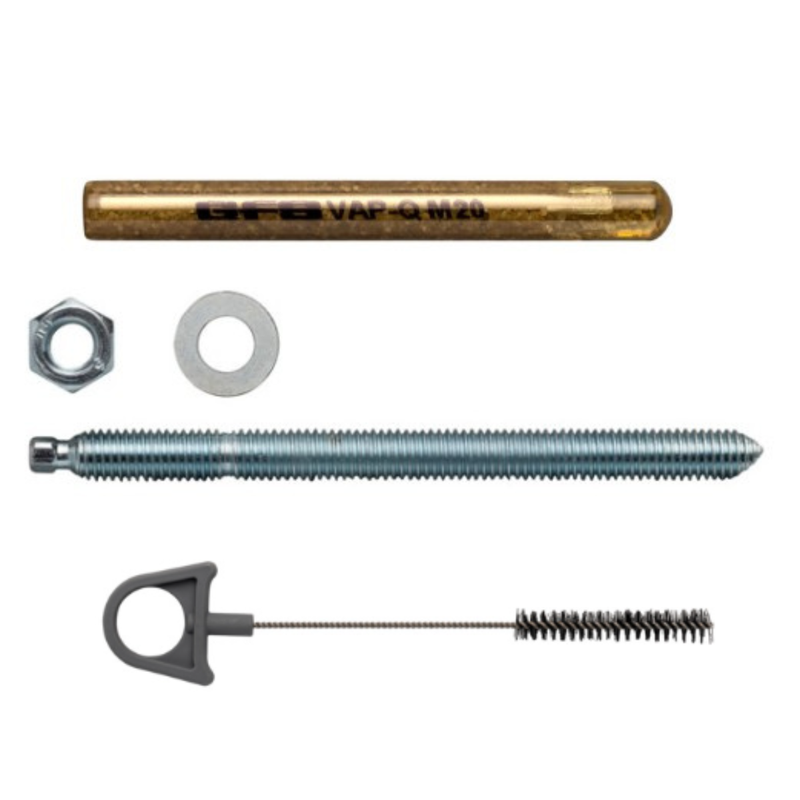 10 st. Glascapsule chemisch anker + Ankerstang (10st) + borstel