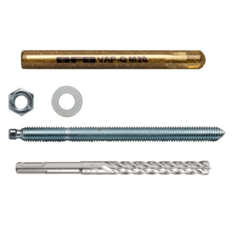 Combi-Plus set chemisch anker glascapsule + Ankerstang + SDS-plus hamerboor QUATTRO