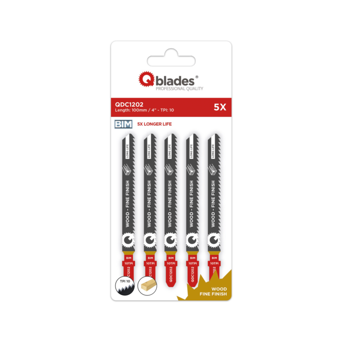 5x Decoupeerzaagblad Hout, Constructiehout, BIM, Fine Finish, 10tpi - 100mm