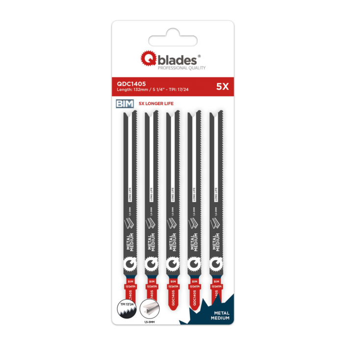 5x Decoupeerzaagblad Medium Metaal, Staal tot 3mm, BIM, 17/24tpi - 132mm