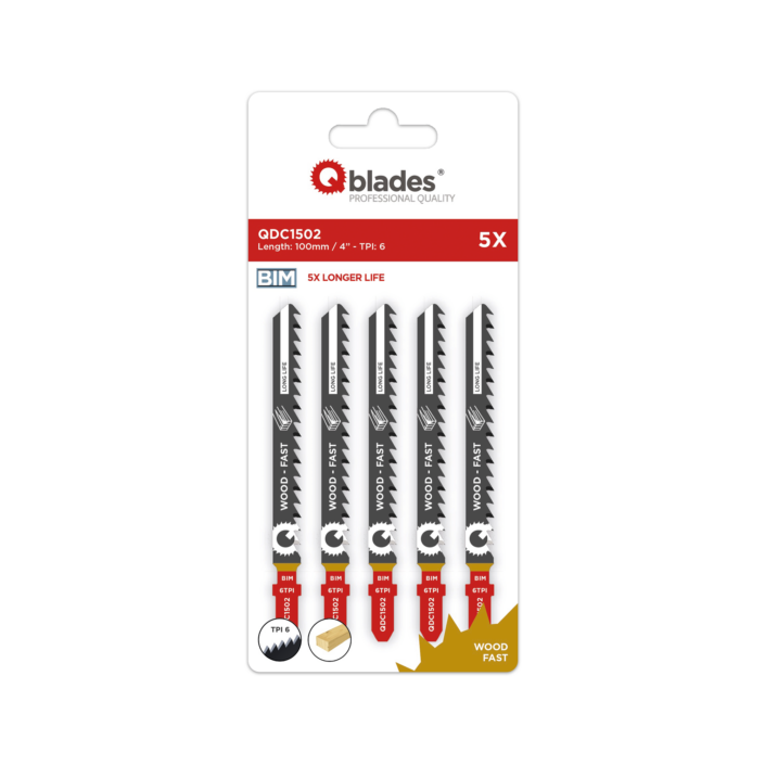 5x Decoupeerzaagblad Hout, Constructiehout, BIM, Fast, 6tpi - 100mm