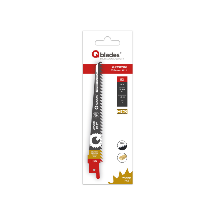 5x Reciprozaagblad Hout, Constructiehout, HCS, 6tpi - 152mm