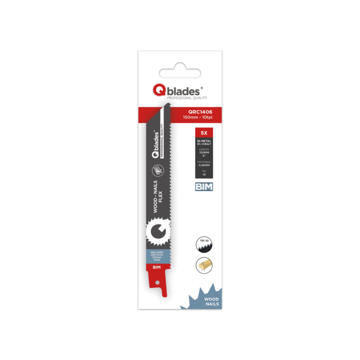 5x Reciprozaagblad Hout met spijkers, Flexibel, BIM, 10tpi - 150mm