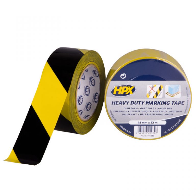 Zelfklevende hoogwaardige markeringstape geel/zwart 48mm x 33m