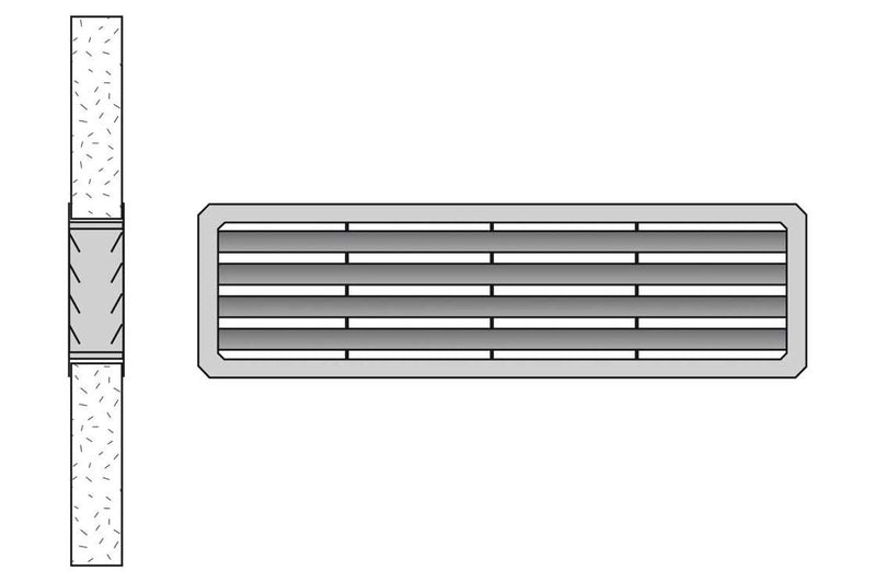 Deurrooster dubbelzijdig 452x90mm
