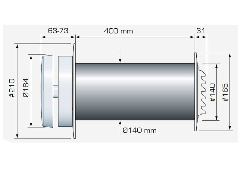 Fresh 100dB muurdoorvoerset compleet wit/wit