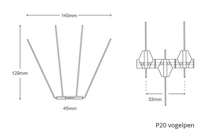 Spikes/ Vogelpen per meter (=3x33cm)