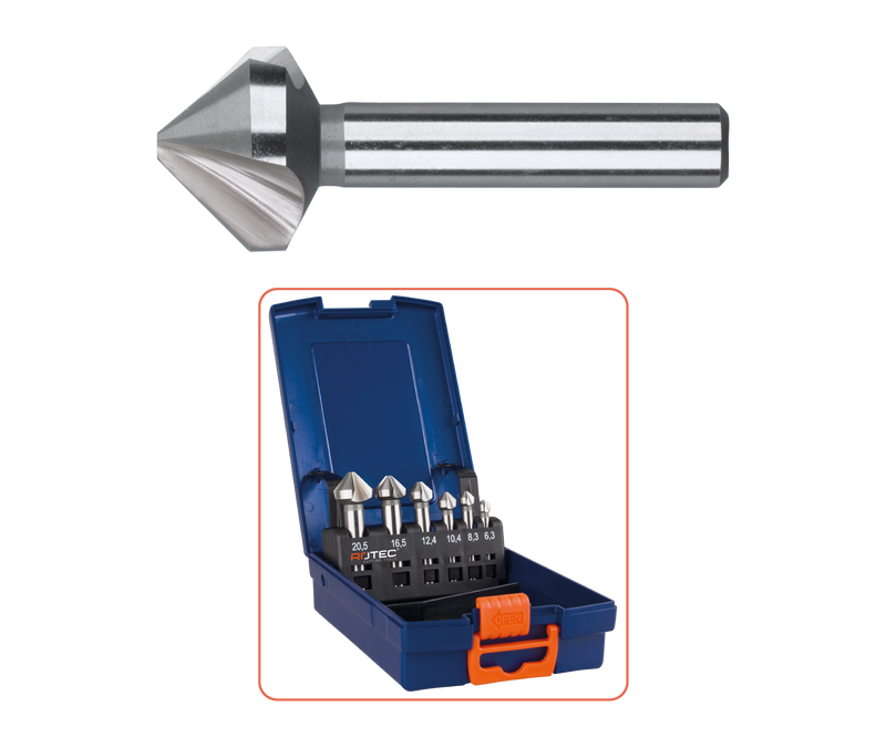 HSS-G verzinkfrezen 6-dlg. set type 400 in ABS-cassette
