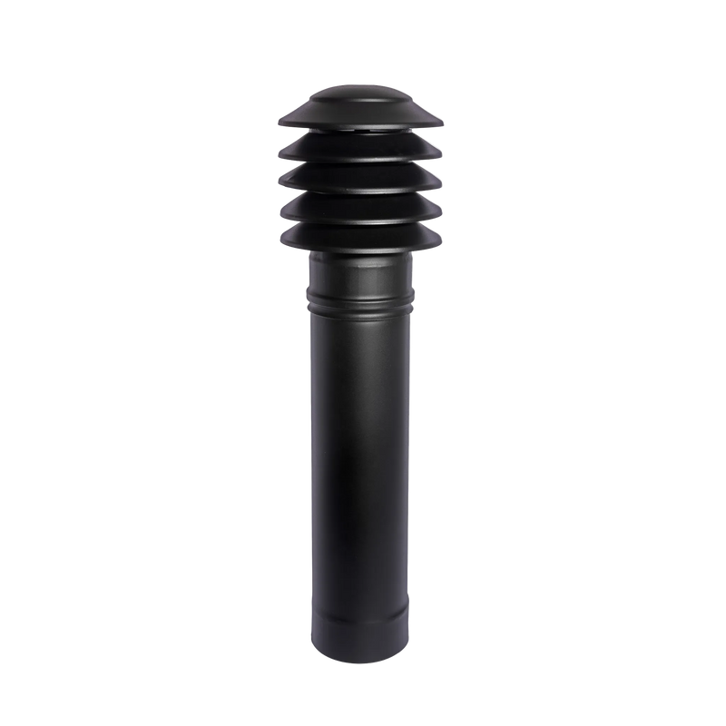 TilVent RVS Zwart Ventilatieschacht Complete Set – Ventilatiekap met Gaasmodule